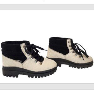 Oscar Sport Apres Ski Animal Hair Fur Lace Up/ Suede Ankle Boots